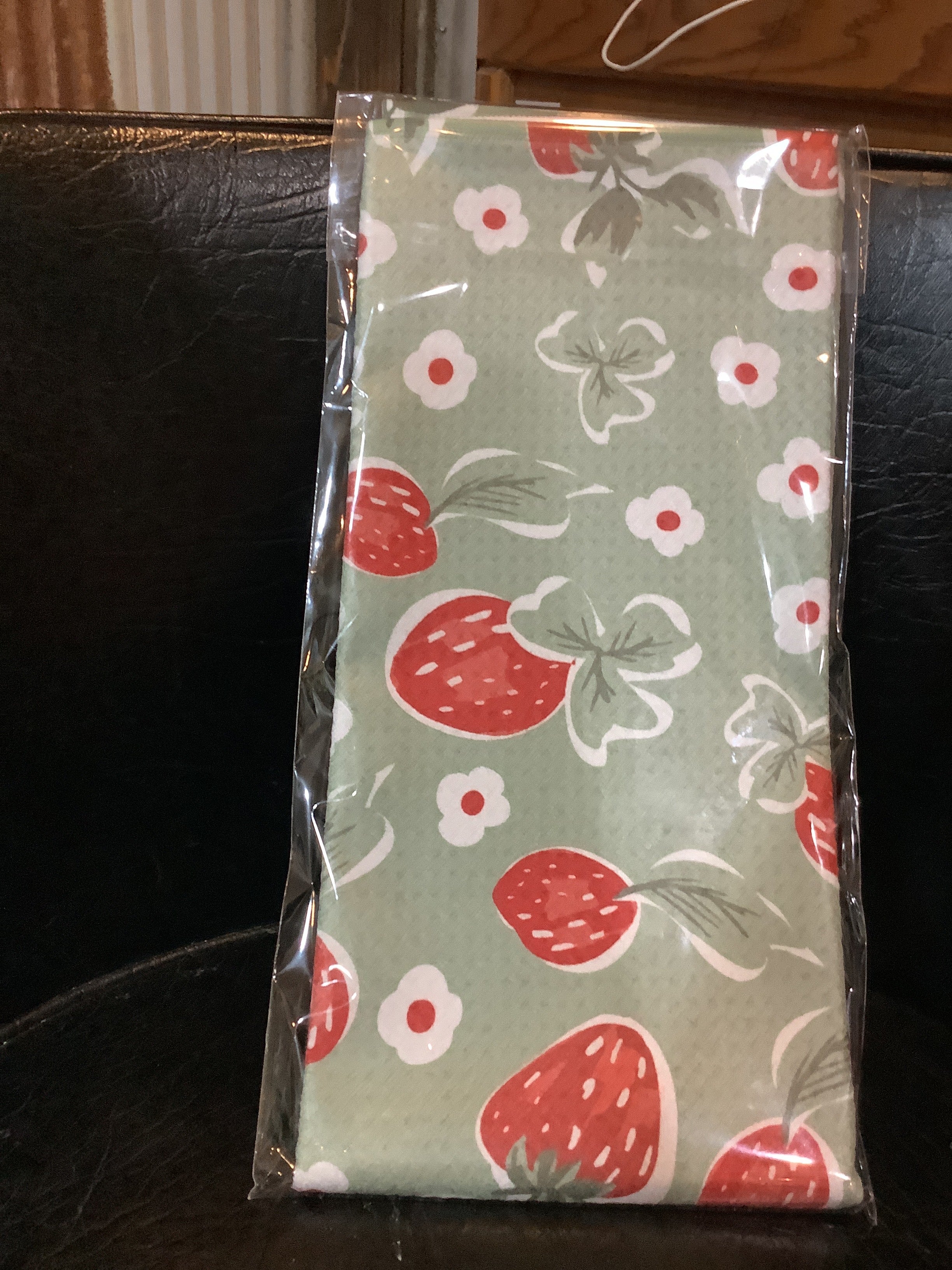 K-Green Strawberry waffle weave kitchen towels, Canary Road