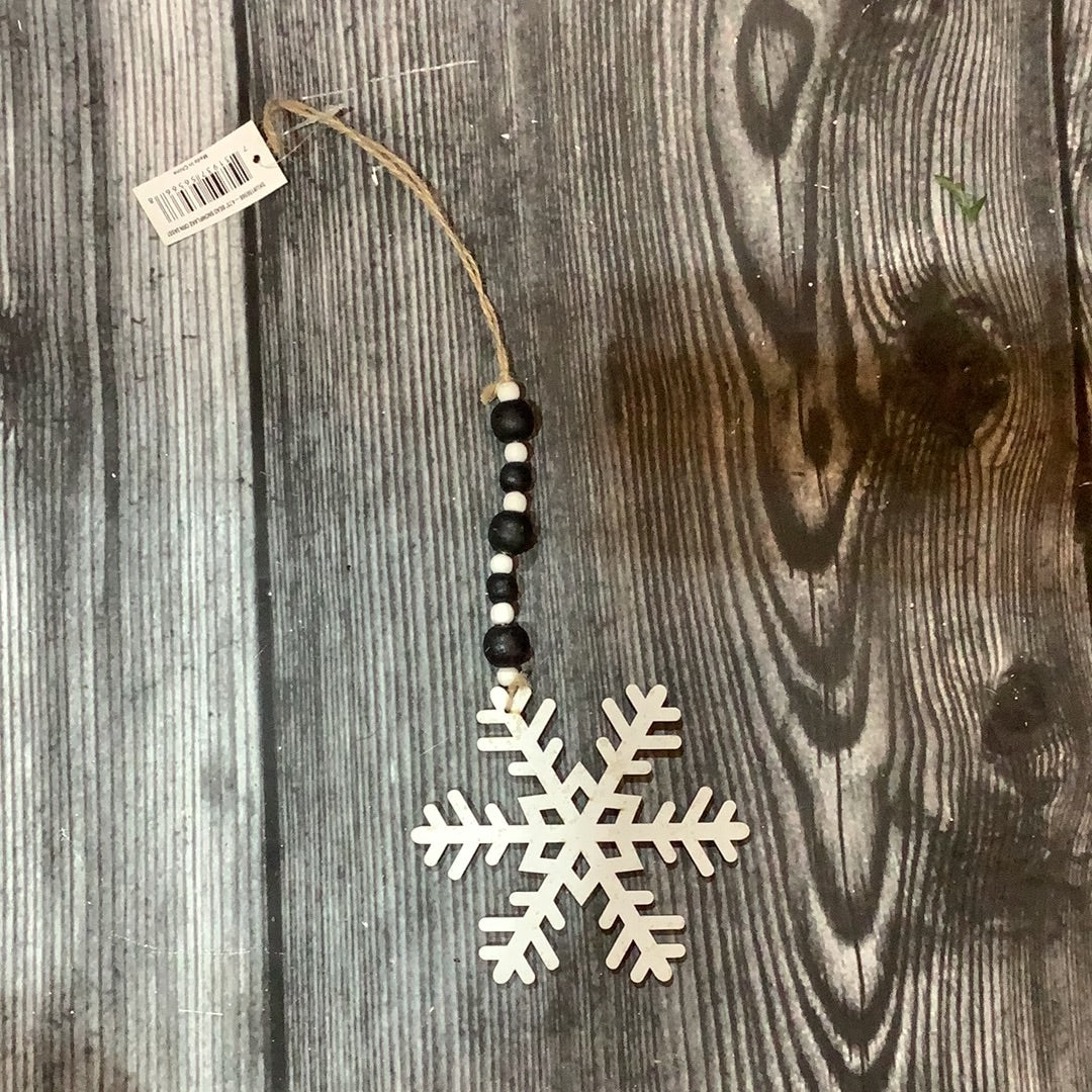K 4.75” Bead Snowflake Ornament Black