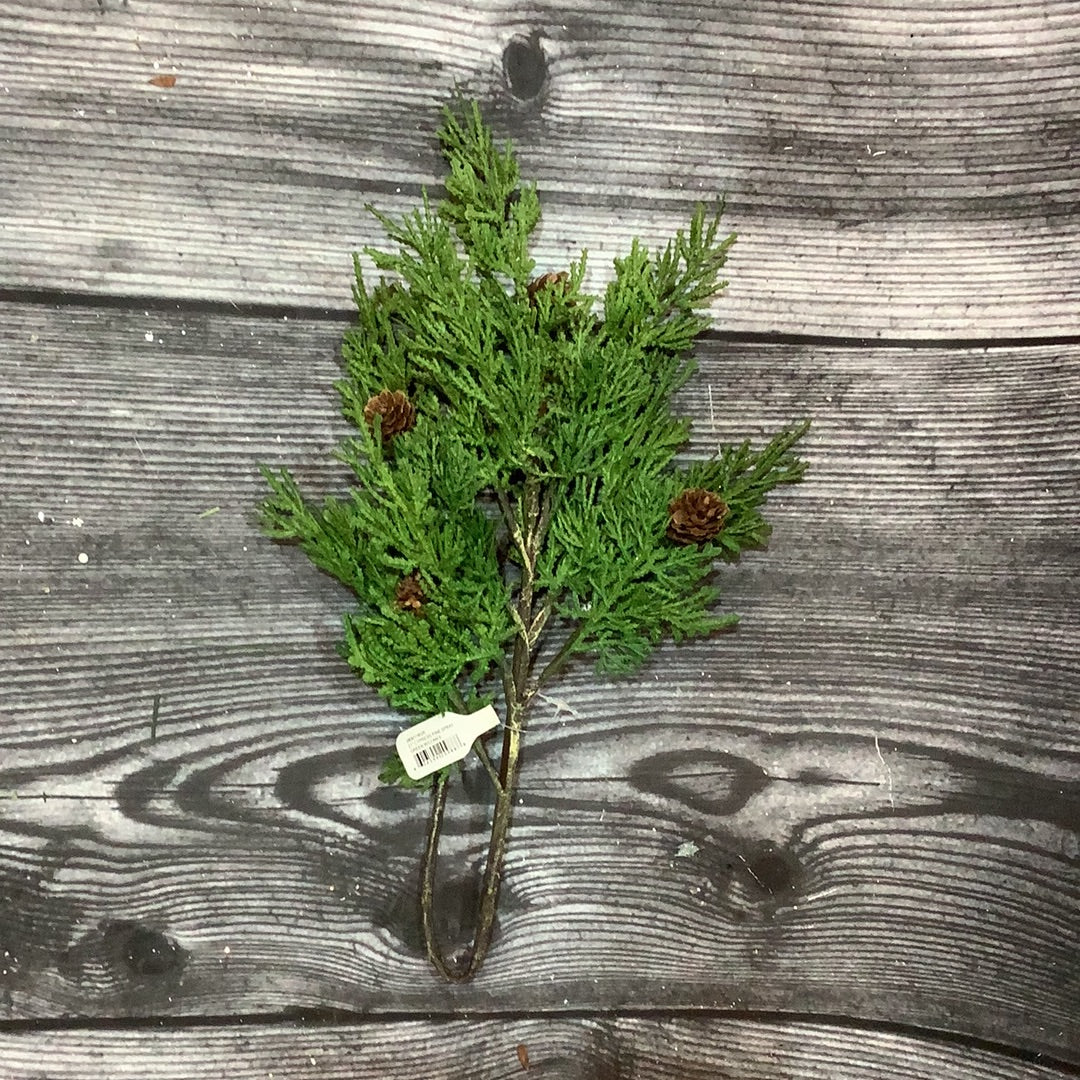 K 21” Green Pine Spray with Cones
