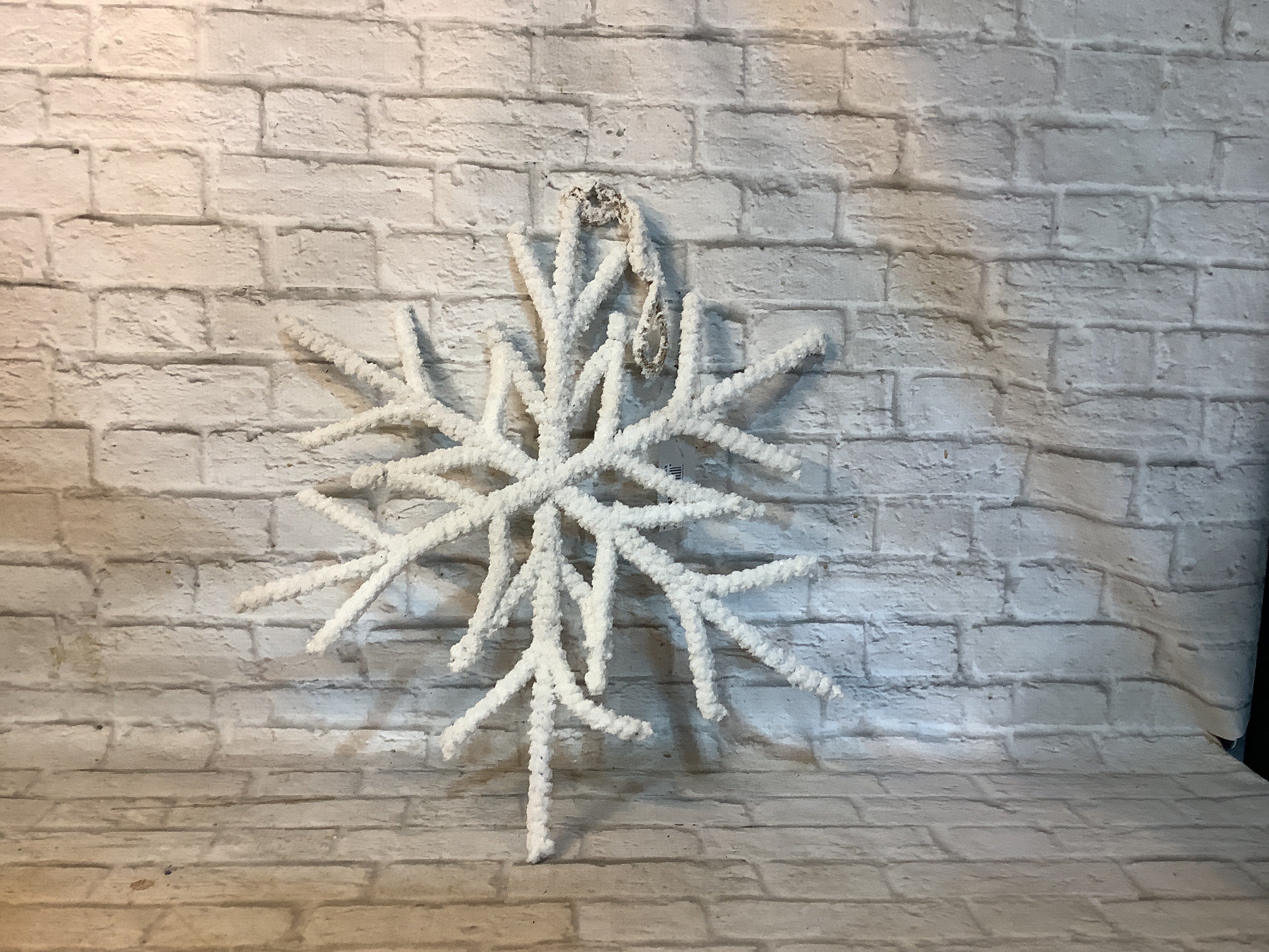 White flocked snowflake
