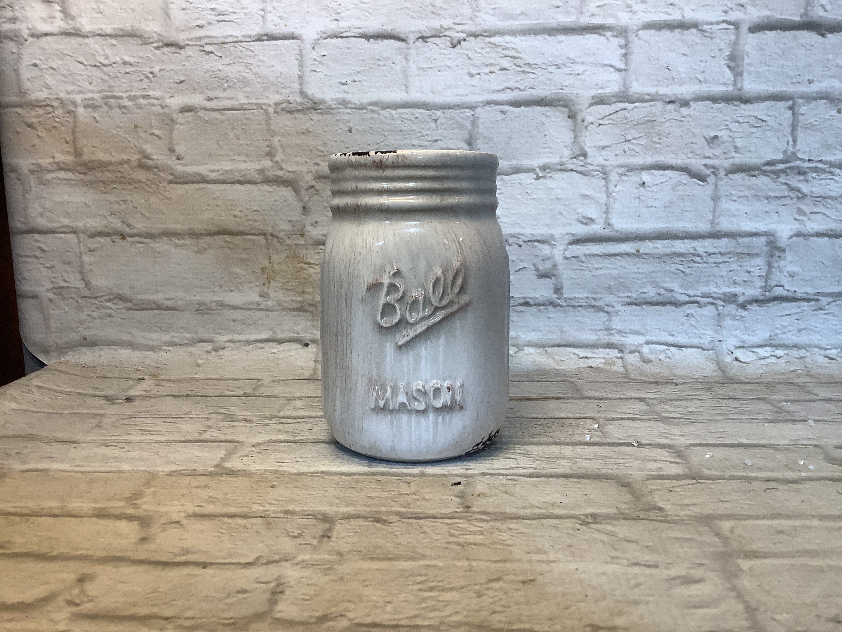 K Small white mason jar