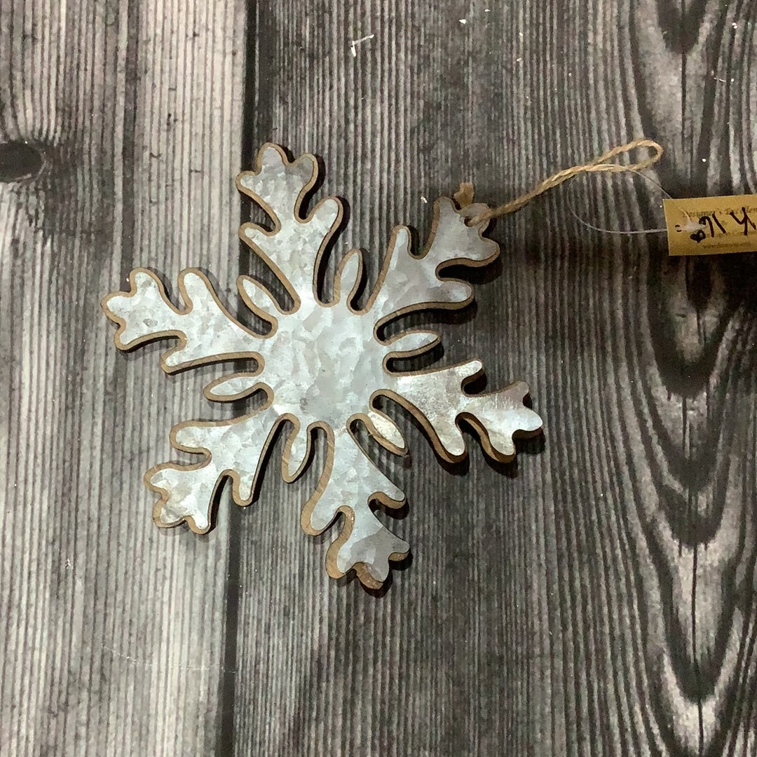 K Tin Snowflake with Wood Back