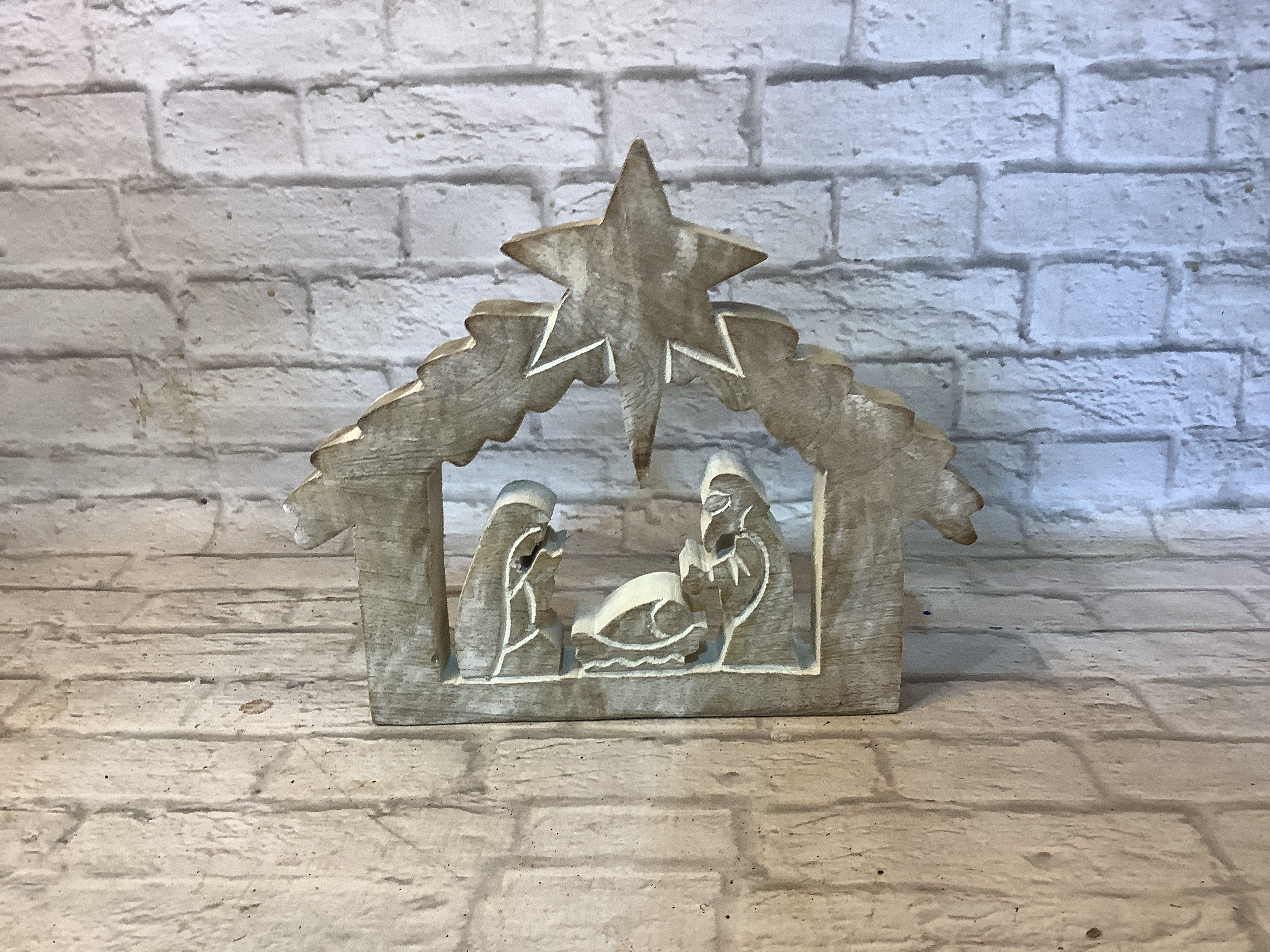 K wooden nativity seen