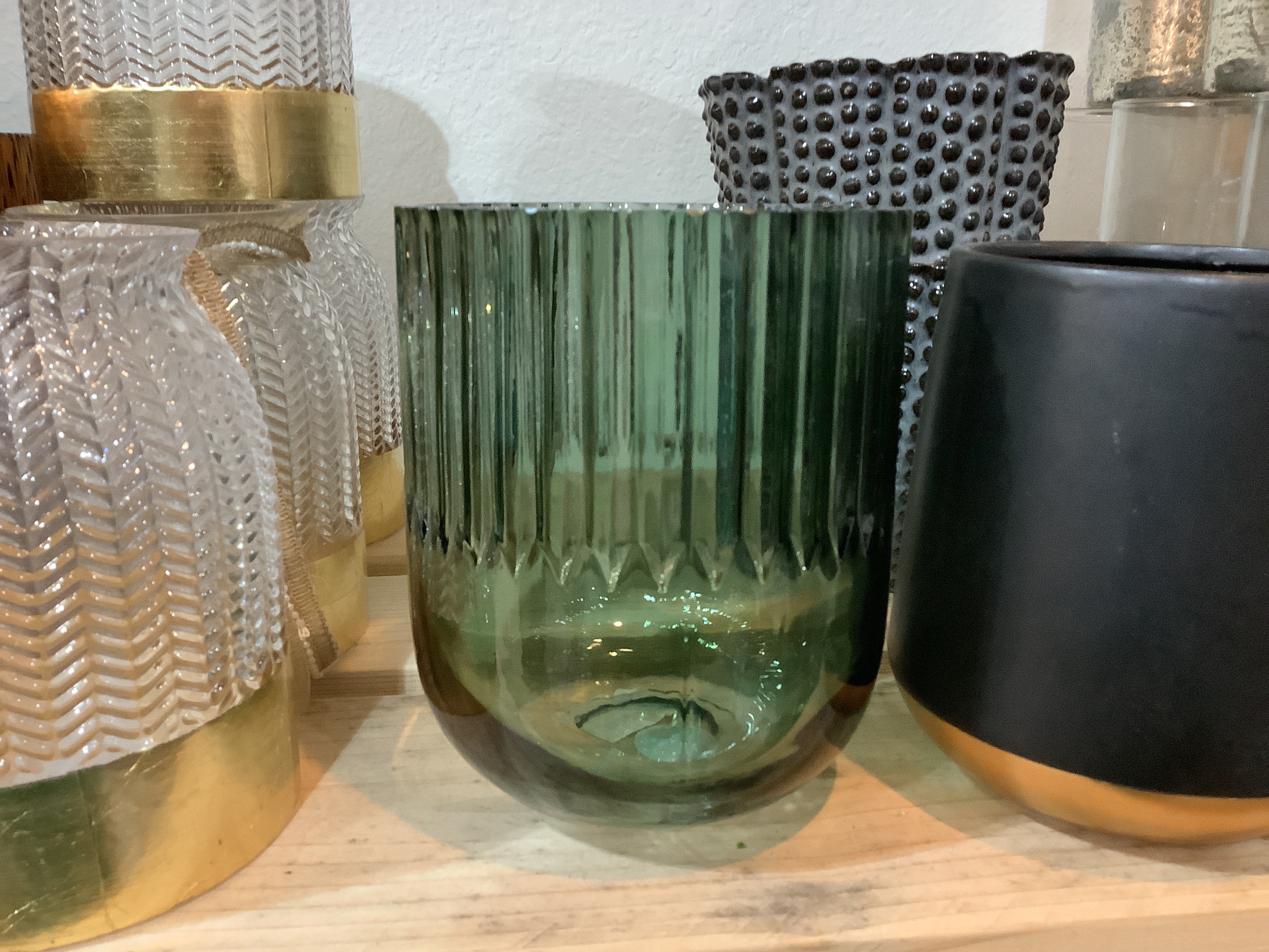 K green glass vase