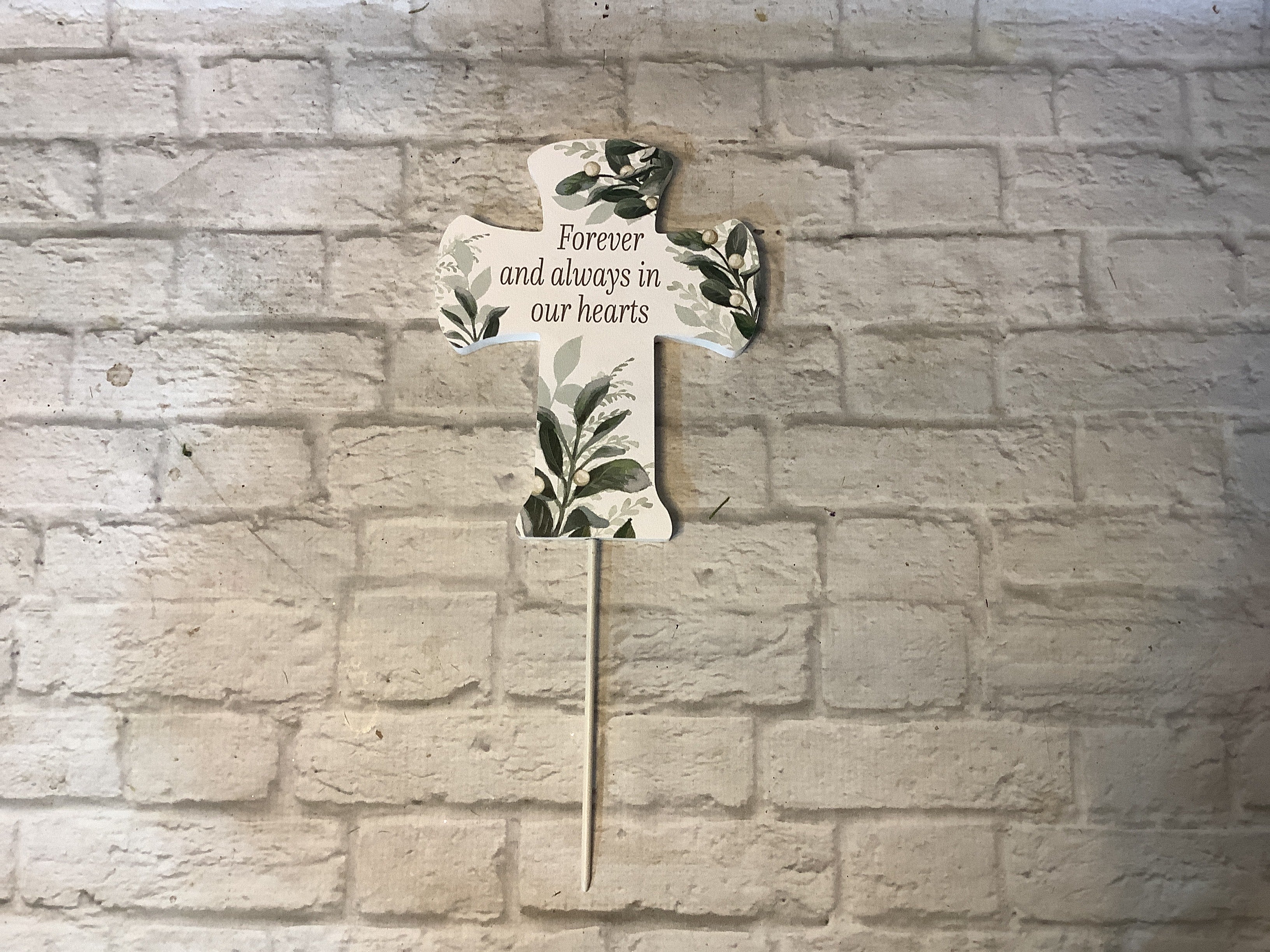 K forever in our hearts cross stake