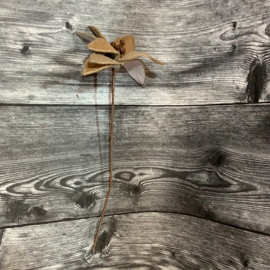 K 19” Burlap Poinsettia Pick