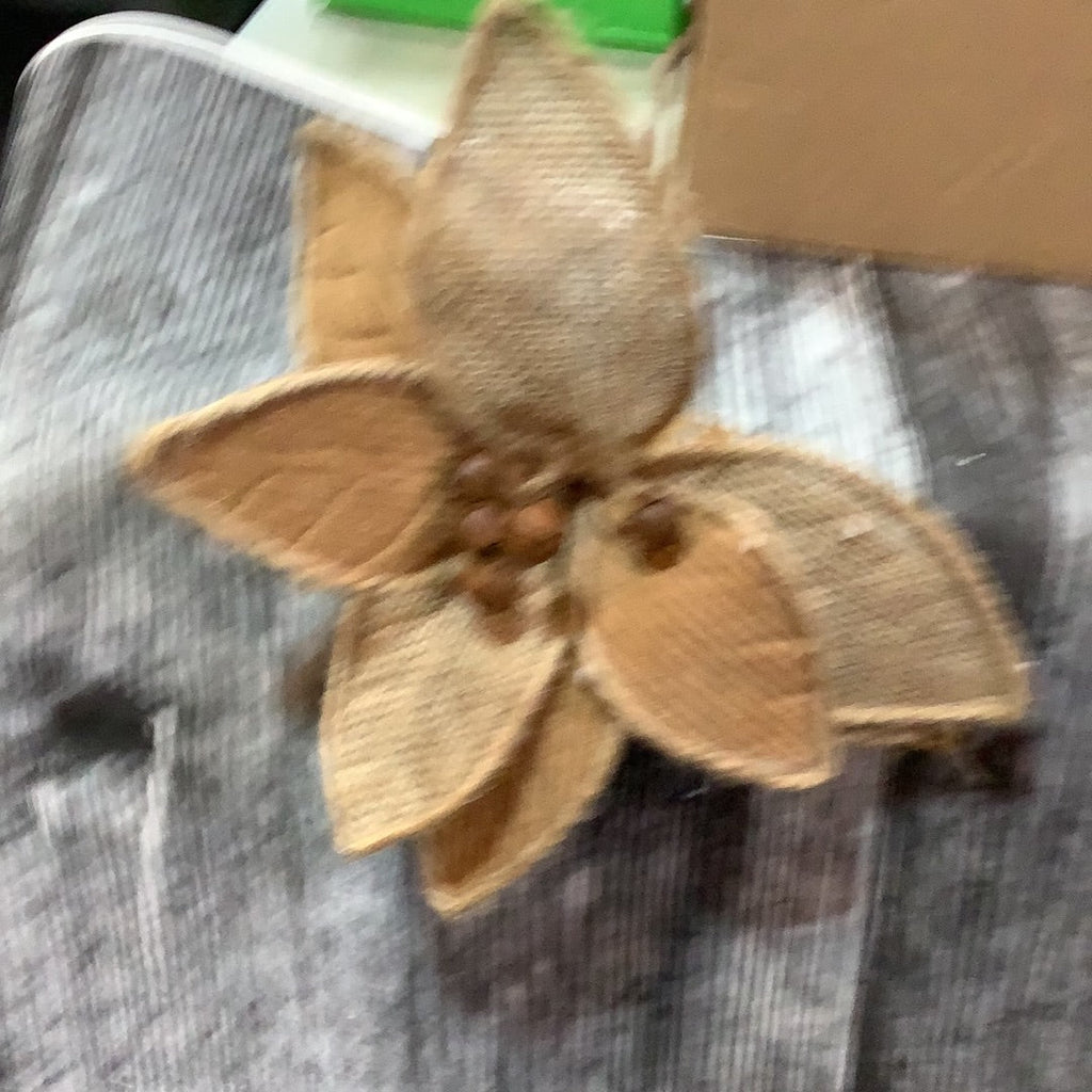 K 19” Burlap Poinsettia Pick