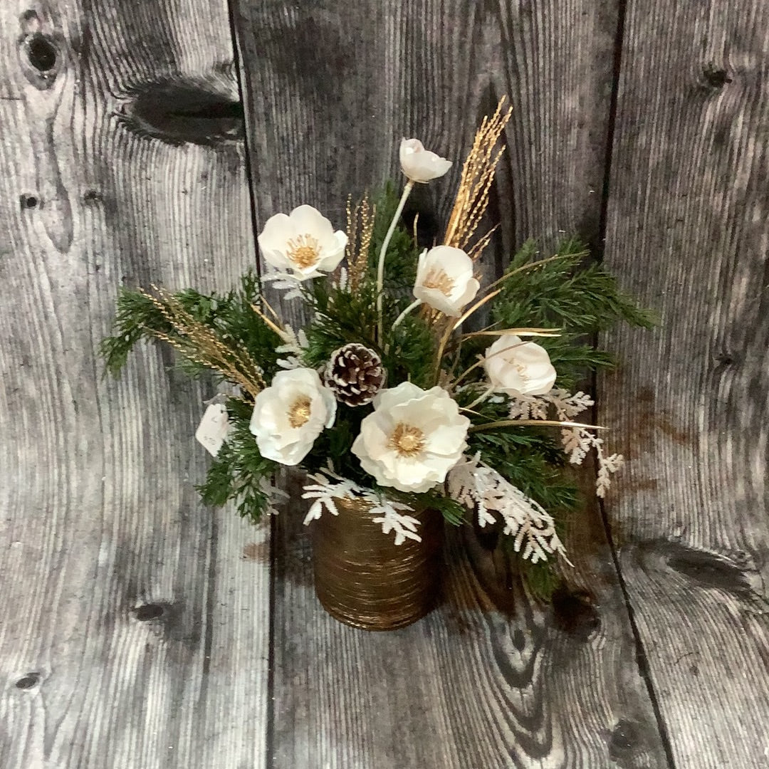 K White Flowers with Gold Vase Piece