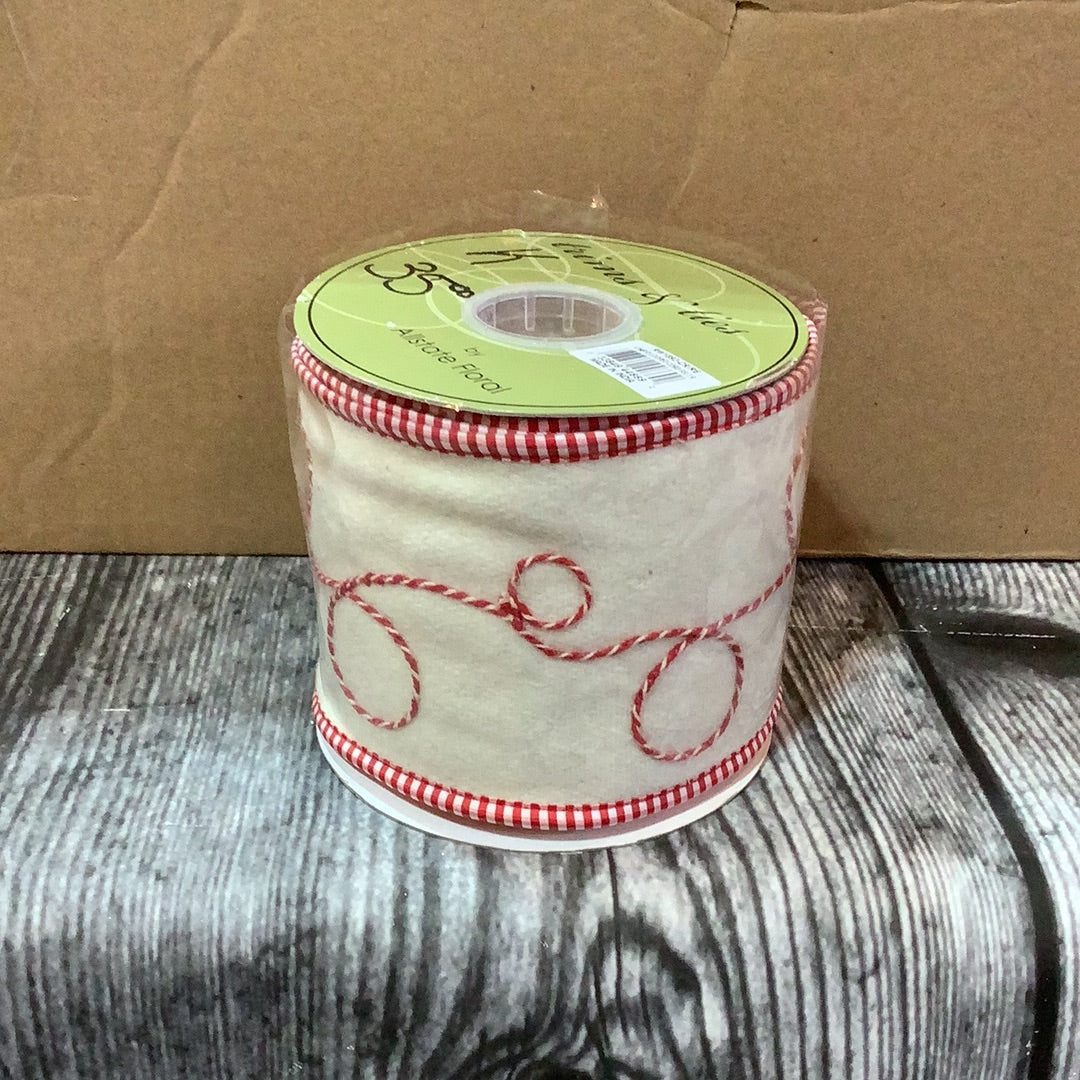K 4” Candy Cane Cord Ribbon