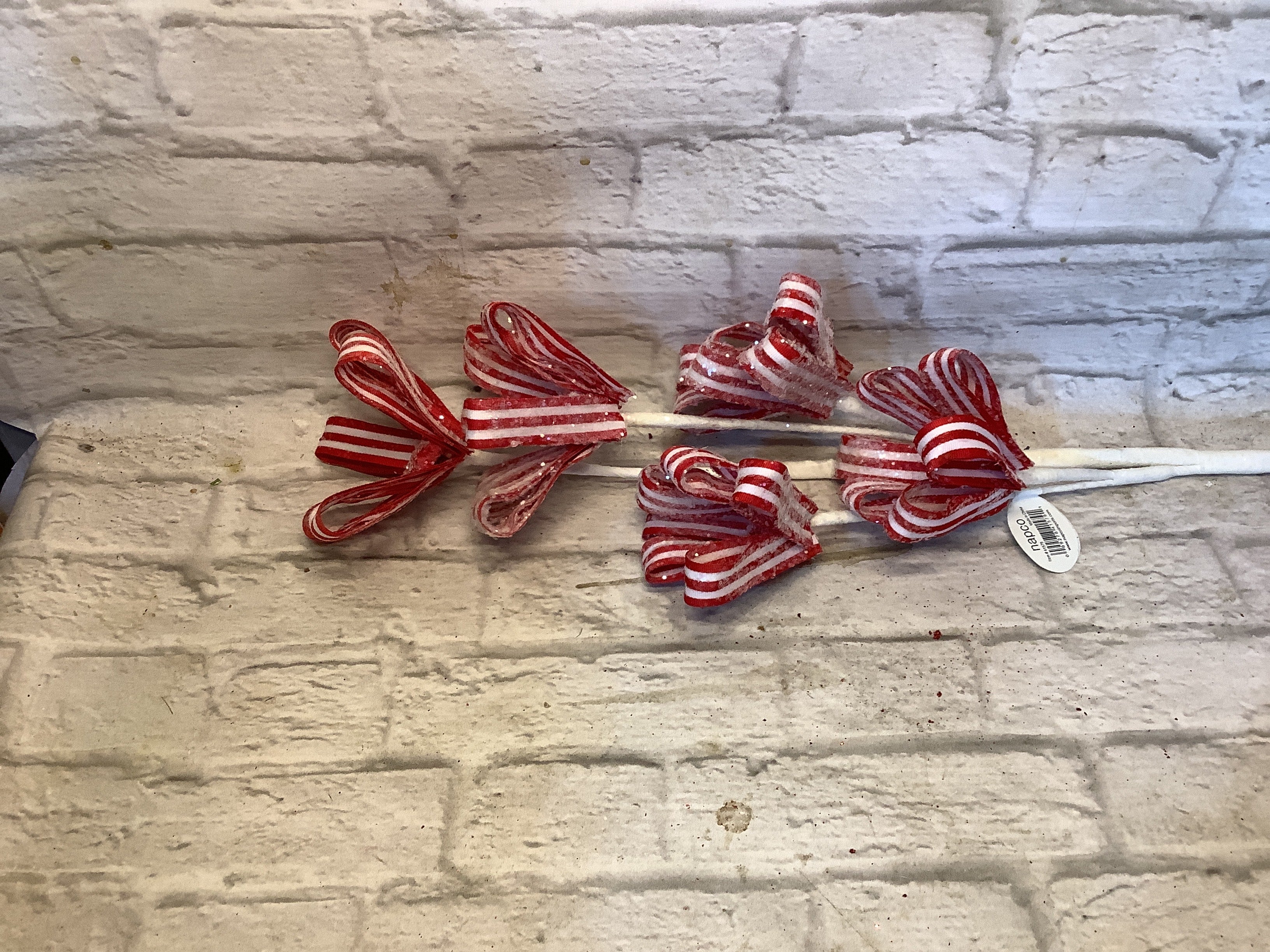 Red and white ribbon flower spray