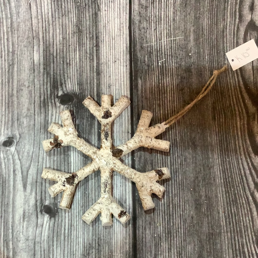 K Sm Wood Snowflake Ornament