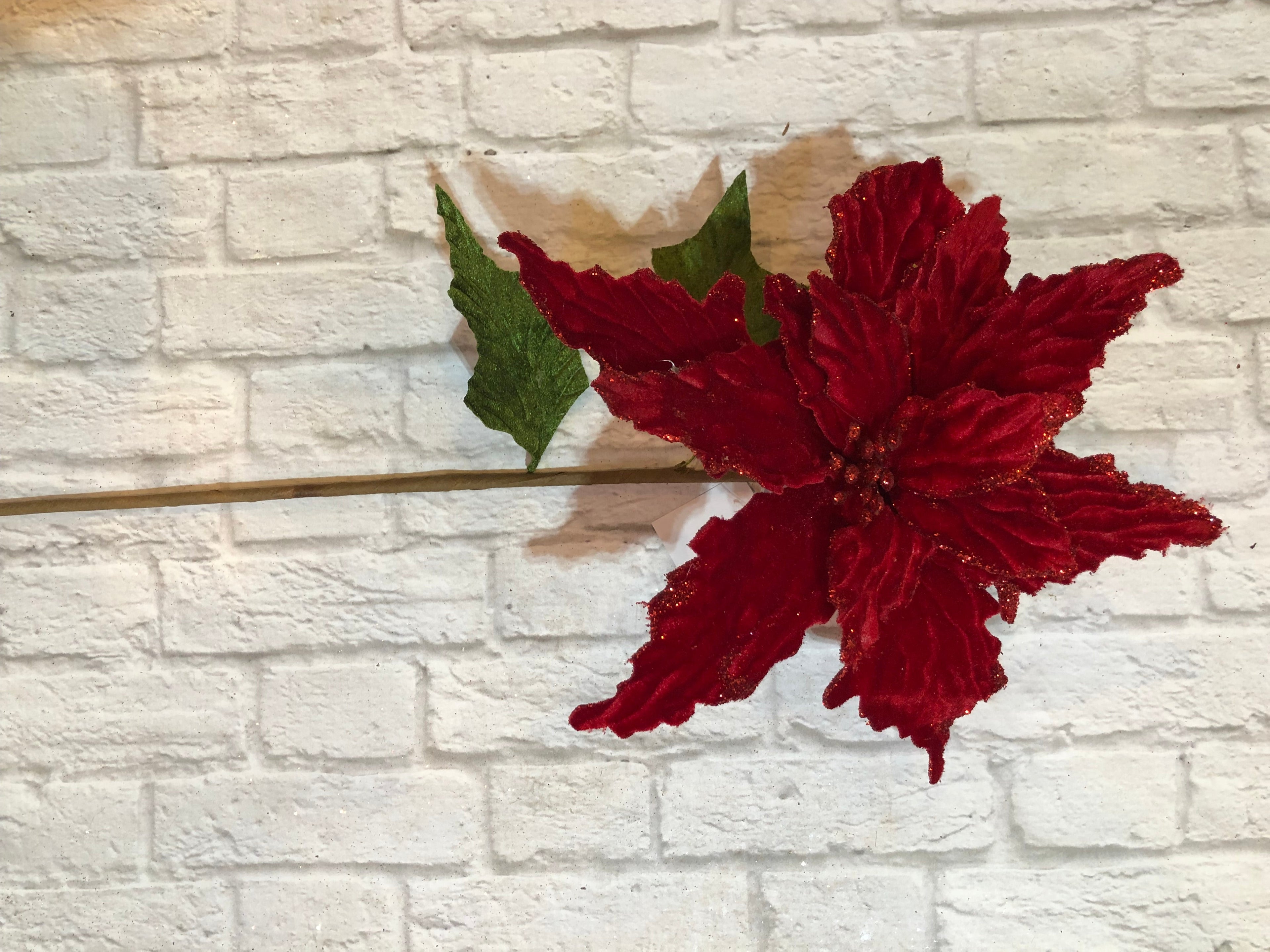 K Red Velvet and Glitter Poinsettia