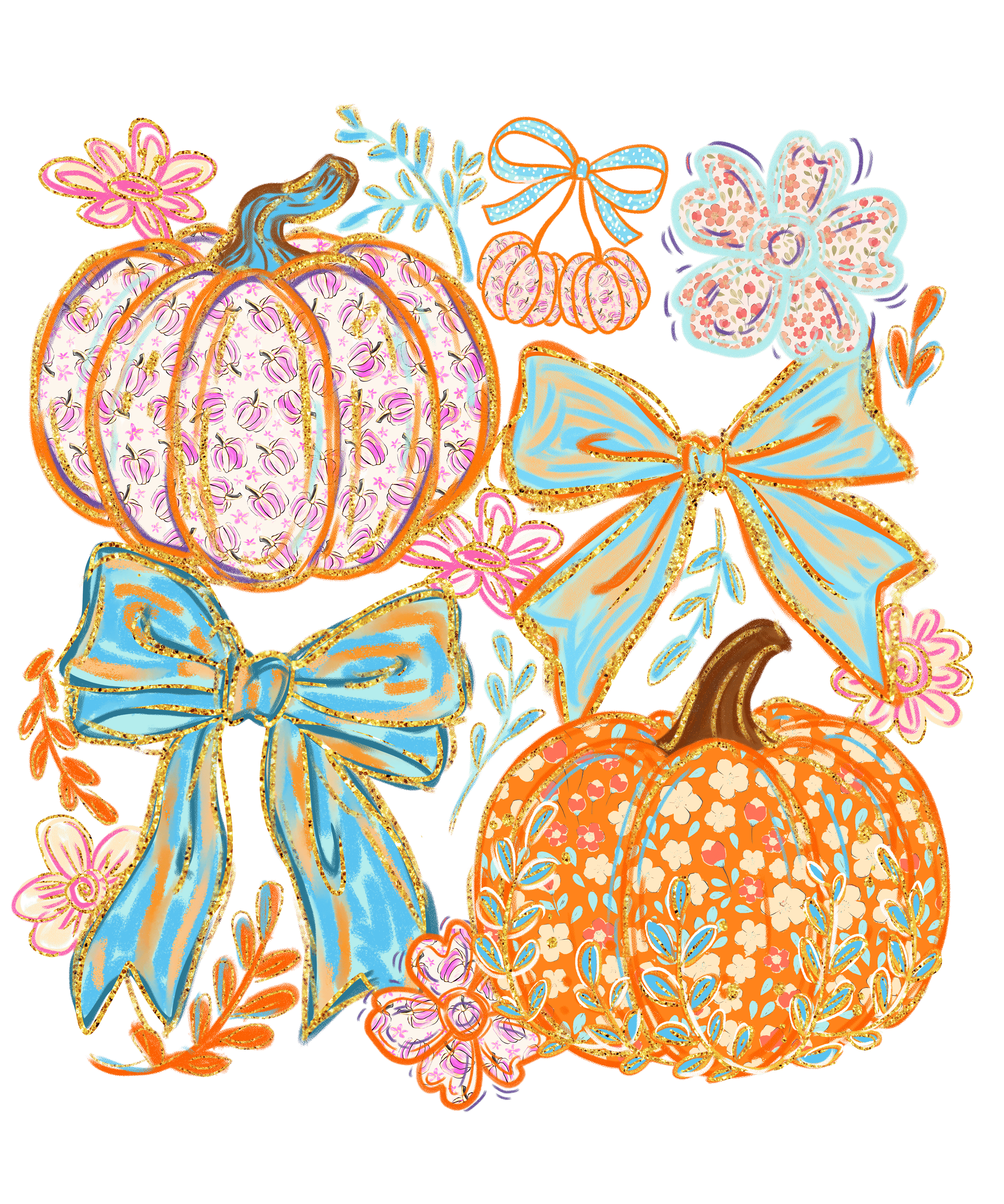 Fall Floral Pumpkin Graphic