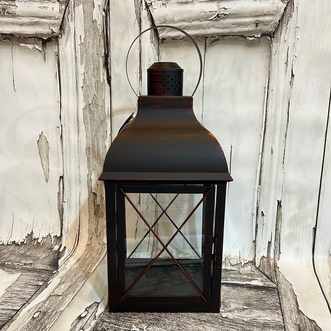K Large Black/Copper Metal Lantern