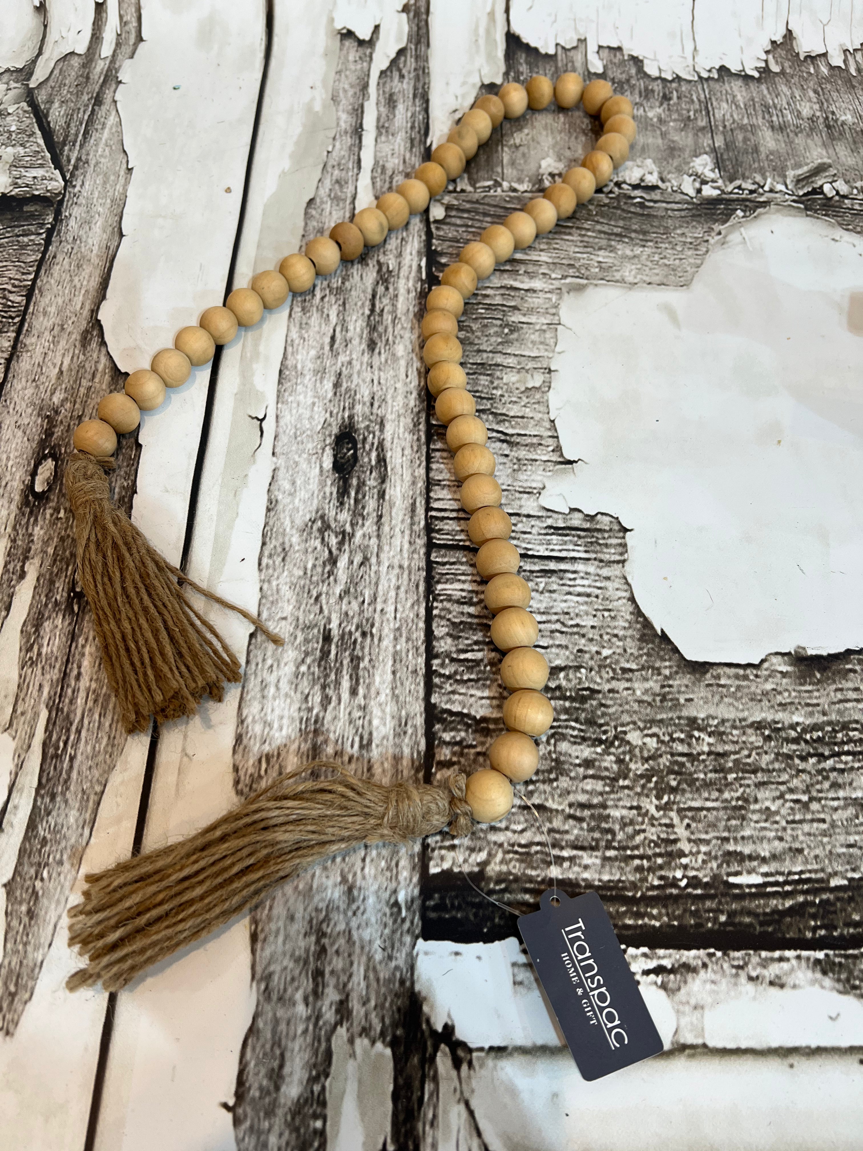 K Natural Beaded Garland with Tassels